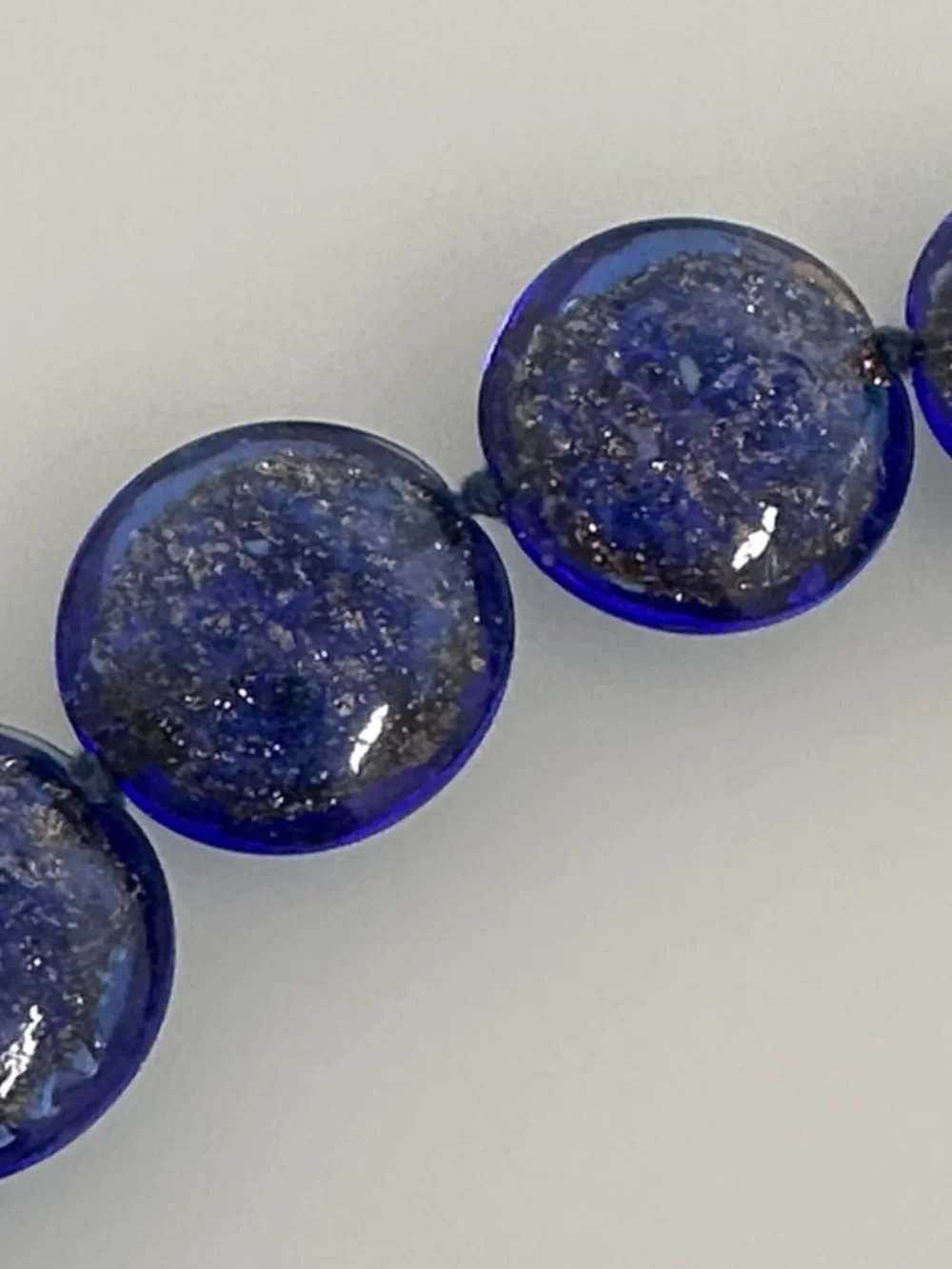VENEZIA Blue Muranum Bead Necklace with Gold Accent